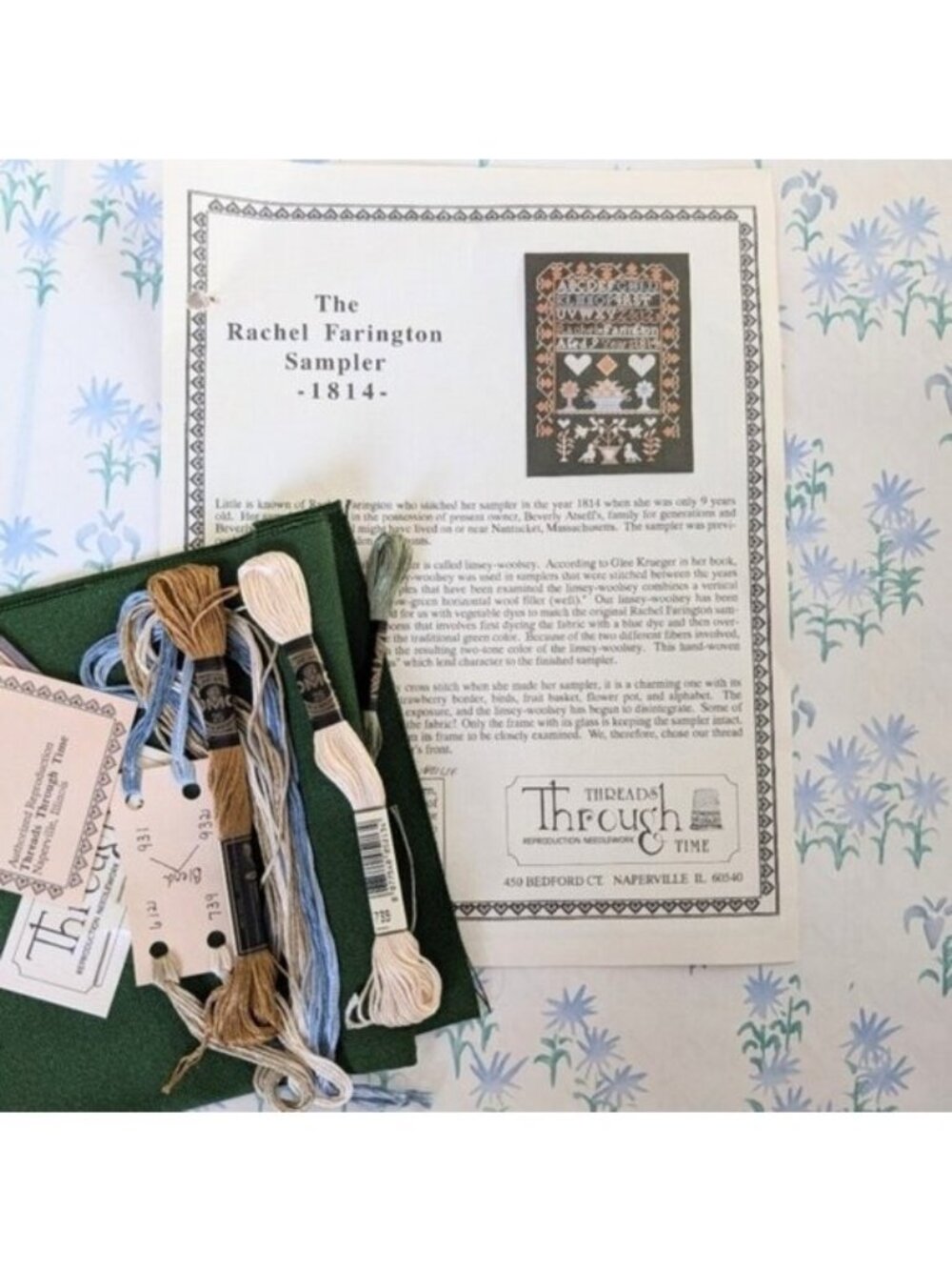 Threads Through Time Rachel Farington 1814 Sampler Kit NEW DIY Cross Stitch